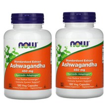 나우푸드 아슈와간다 아쉬와간다 450mg 180베지캡슐 2병 아유르베다 아답토젠 Ashwagandha