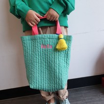 에이미양품점 나만의 이니셜자수 캔디칼라 누빔가방 보조가방