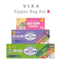 지퍼백 이케아 지퍼팩 다이소 스탠드 비카 3종세트 5개묶음, 비카지퍼백 3종 B세트 (450매)