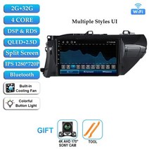 안드로이드올인원 10 인치 안드로이드 12 멀티미디어 GPS 네비게이션 Navi 플레이어 오토 스테레오 와이파이 Toyota HILUX REVO VIGO IMV 2016 - 20, 2G 32G CAM