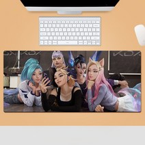 KDA 리그 오브 레전드 마우스 장패드 게임 주변 마우스패드 라지 사이즈 내오염성 견디다 창의 기념 선물, 800*300*4mm, 패턴-14