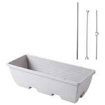 플랜트박스 대형 나무 사각 텃밭 화분 화분 직사각형 창문 지지대 포함 파티오 플랜터 배수 구멍 있음, 01 Light Grey