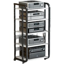 오디오 이동식 스피커 선반 수 보관함 증폭기 진열대, 4레이어모델A블랙프레임+블랙월넛보드