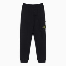 [스톤아일랜드] [명품]22FW 와펜 패치 브러시드 코튼 포켓 블랙 조거 팬츠 77156