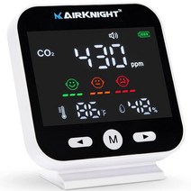 AirKnight 9-in-1 실내 공기 품질 모니터 휴대용 CO2 VOC 센서 포름알데히드 탐지기 AQI PM2.5 + 4 기타 홈 모니터링 테스터 - 제한된 공간 클린 에어, AirKnight Premium CO2 Monitor