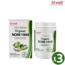 뉴질랜드 하이웰 유기농 오가닉 노니 고함량 1900 6개월분 organic noni, 3개