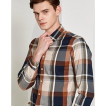 [20SS] [DAKS GIFT]베이지 체크 면혼방 긴팔셔츠 DGSH0A201I2