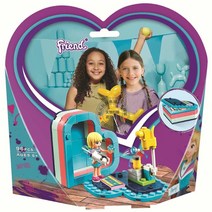 재활용트럭 말공연트레일러 캠퍼밴 숲속캠퍼밴과요트 하트레이크 학교 반려동물유치원 말훈련과트레일러 올리비아의위성포드 엠마의집 숲속승마센터 레고 프렌즈 호환 블록, 스테파니의 여름 보물 상자