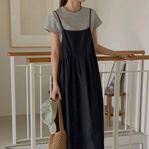 벨라 뷔스티에 A라인 끈나시 롱 원피스