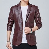 가죽자켓 남성 패션 뉴 캐주얼 부티크 정장 솔리드 컬러 비즈니스 칼라 pu 블레이저 긴 소매 드레스 코트