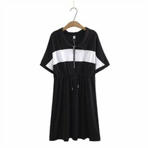 XL-4XL 빅사이즈 미디 원피스 반팔 여성 여름 밴딩 큰 허리 고무줄 캐주얼 꾸안꾸룩