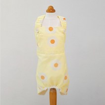 유앤펫 데이지 오버롤 멜빵 바지 올인원 중형견 대형견 옷, 옐로우