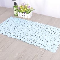 온수 매트 매트 욕조 PVC 대형 안전 샤워 미끄럼 방지 흡입 컵 자갈 바닥 70*36cm, 02 light Blue_01 70x36cm