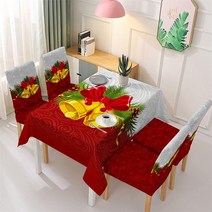 크리스마스 방수 골든 벨 식탁보 방진 주방 테이블 커버 장식 다이닝 의자 선물, 01 1Pc 140x140cm Cloth, 03 Chirstmas Style 2