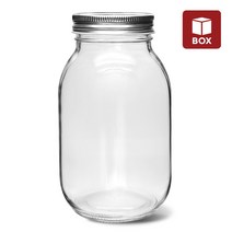 MIR (1BOX) 유리병 클래식 미르 자 1000ml 원형 (12개입) 잼병 공병 유리밀폐용기, 1개