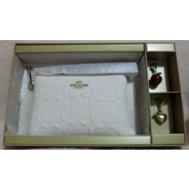 코치 박스형 시그니처 가죽 코너 지퍼 팔찌 참 포함초크 C6879 클러치 체인