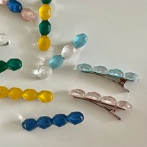 국내제작 조약돌 호마이카 컬러 아크릴 여름 옆머리 미니 포인트 축제 워터밤 흠뻑쇼 헤어핀 집게핀, 믹스C