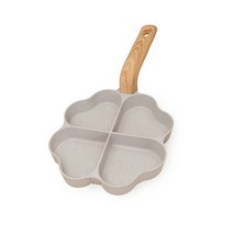 하트 4구 에그팬21cm/간식 브런치 다용도 인덕션 후라이팬, 베이지