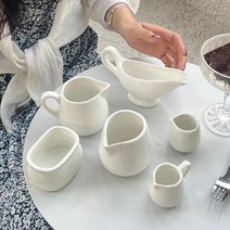 도자기저그 시럽 크리머 세라믹 커피 설탕 핸들 우유 피쳐 소스, 핸들 저그 -100ml