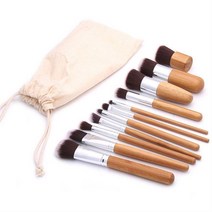 휴대용 원목 파데브러쉬세트 블렌딩브러쉬세트 파우치 출장용 색조화장, 상세페이지참조, 우드메이컵브러쉬11종