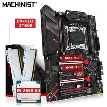 MACHINIST X99 마더보드 세트 LGA 20113 키트 Xeon E5 2650 V4 CPU 2 개 x 16G 32GB DDR4 ECC RAM 메모리 Nvme M2 MR9A, 1.마더 보드  CPU  RAM
