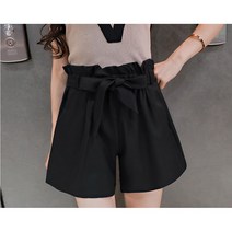 로로비 여성 면 100% 5부 반바지 허리 밴딩 & 리본 여자 여름 냉장고 바지 LS0520