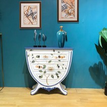 약장 미니 고가구 고재 장농 화초 나비 원목, 01 기본_01 길이 80 폭 30 높이 80 파란