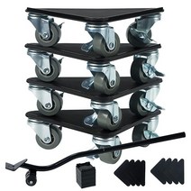 CCTY 튼튼한 가구 리프터 바퀴가 달린 가구 이동기 가구 이동 도구 카펫 가구 롤러 슬라이더 최대 하중 900kg/1950파운드 높이 조절 장치 4개 미끄럼 방지 패드, Black Heavy Furniture Lifter