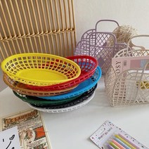 1+1 레트로바구니 2개세트 다용도트레이 소품트레이 테이블정리, 노랑