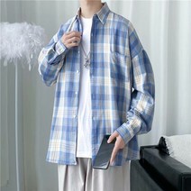 어리플 가을 데일리 파스텔 오버핏 체크 셔츠