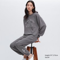 유니클로 여성용 PEANUTS 스누피 피넛츠 울트라 스트레치 긴팔 트레이닝 빅사이즈 홈웨어 상하의 세트 다크 그레이 456894
