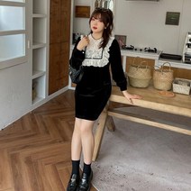 빅 사이즈 여성 원피스 김민경 쇼핑몰 통통녀 77 벨벳 가족사진의상 코디 뚱뚱한 99 결혼식 미시룩 봄 5398642018