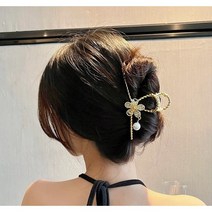 온리정 플라워 비즈 진주드롭 메탈 헤어집게핀