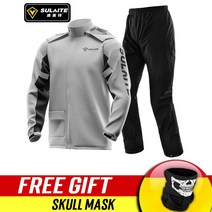 호환 SULAITE 오토바이 레인 코트 정장 방수 Motocross 남자 Motobike 승마 재킷 + 바지, 01 gray_02 L