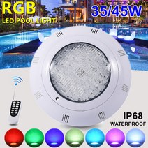 블루레이크 수영장 관리 풀장 LED 수중 조명 RGB 색상 변경 AC12V IP68 방수 램프 리모컨 35W 45W 팬션 리조트, 1.35W