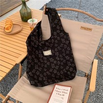 레트로 타자기 레트로 문학 자수 숄더 핸드백 학생급 대용량 캐주얼 여성 쇼핑백, 01 Black