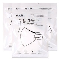 해호 푸른바람 황사마스크 kf94 대형 흰색 25매입, 4개, 화이트