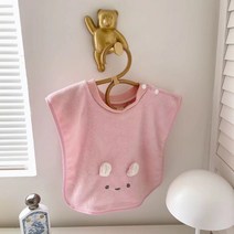 [블랙체리] 유아동 아기 세안수건 턱받이수건 어린이집수건, 핑크토끼