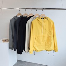 남자 무지 오버핏 바람막이 후드 아노락 자켓 5컬러