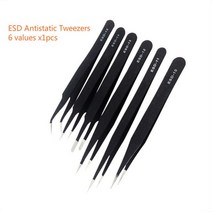 IC 테스터/악어 클립 절연 케이블 정전기 방지 핀셋 전자 조립 도구 커패시터 저항 수리, [02] Anti-static tweezers