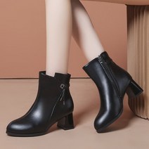 카보시 여성 부츠 가을스타일 부티힐 리얼가죽 블랙 스타일리쉬 가을겨울 청키 패션 여자 3619244873