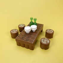 요고요 레고 호환 블록 미니모델 소품 커스텀 악세서리 가구 나무 정원 주방 놀이공원 피규어 디오라마, 48. 전통 주점 테이블