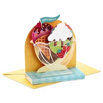 Hallmark Paper Wonder 팝업 생일 카드 (Lots of Love 생일 케이크) (5RZW1145), Ice Cream Sundae