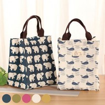 데일리 스타일연출 린넨 소재 보온 보냉 우수한 안감 방수 에코 보온가방, 색상_북극곰