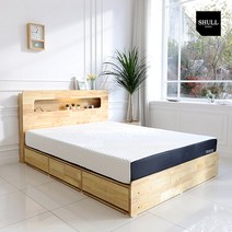 슐 미엘 LED 수납 온열 온돌 황토볼 흙침대 평상형 슈퍼싱글 퀸 SL151, 04_퀸 선반헤드보드형