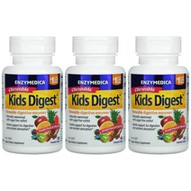 [3개] 엔자이메디카 키즈 어린이 다이제스트 소화 효소 60츄어블정 후르츠펀치맛 아밀레이스 말테이스 라이페이스 인버타아제 자일리톨 류신 아밀라아제 리파아제 락테이스 셀룰레이스