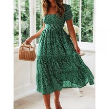 Vestidos 빈티지 프린트 퍼프 슬리브 여름 비치 스위트 드레스 캐쥬얼 스퀘어 칼라 플로랄 맥시 롱 2022 축제