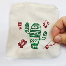 초등 저학년 고학년 손바느질수업 DIY 미니 파우치 만들기 미술놀이 공예체험 어르신, 선인장