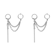 이츠굿텐 체인 롱 드롭 남성 귀걸이 귀찌 피어싱 남녀공용 유광 실버 earring