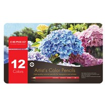 [IL∃7] 세르지오 유성색연필 12 선물용 틴연필 고급 세트 세밀화 케이스 디자인용 전문가_E∃8260eA, 무◇옵션, ∠본상품